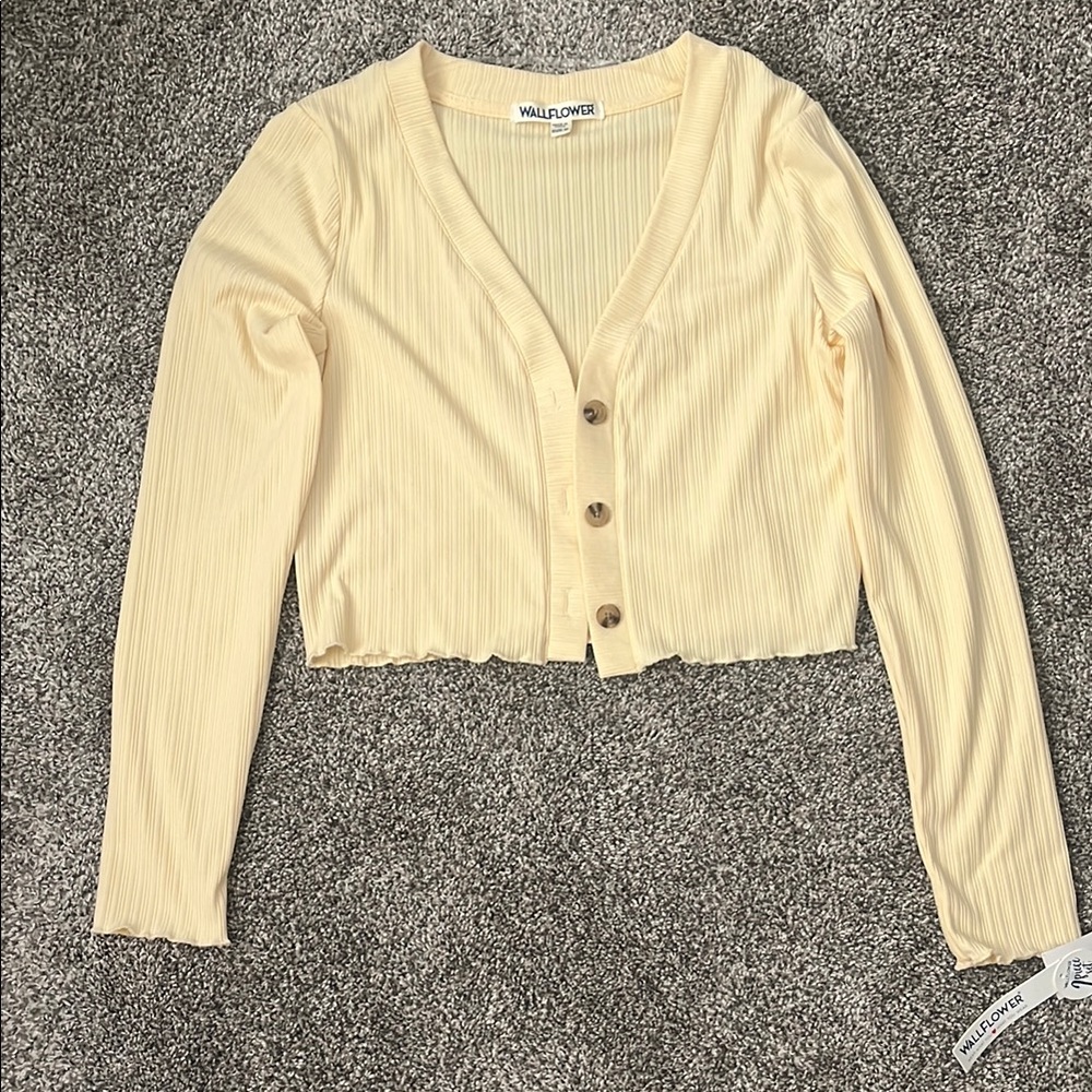 Wild Fable Cream Ribbed Crop Blouse
